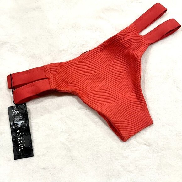 NWT Tavik Chloe Mini Cutout Swim Bottom Textured Amalfi in Hibiscus - XS - Picture 6 of 10
